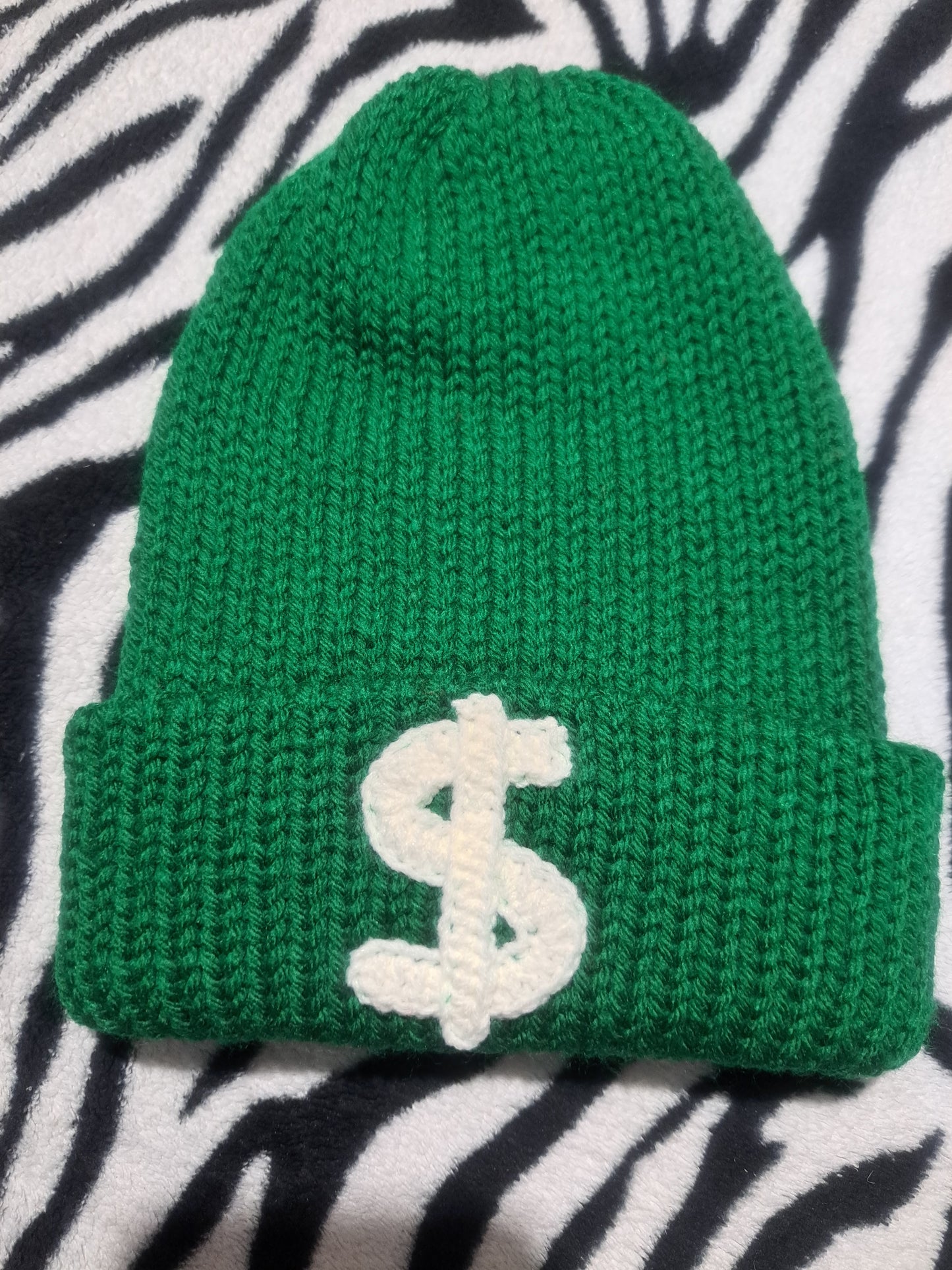 Knitted Adult Green Beanie